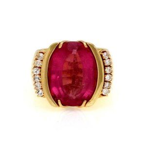 14k Yellow Gold 12.25ct Tourmaline Diamond Ring